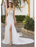 Strapless Sweetheart Neck Ivory Lace Chiffon Airy Wedding Dress